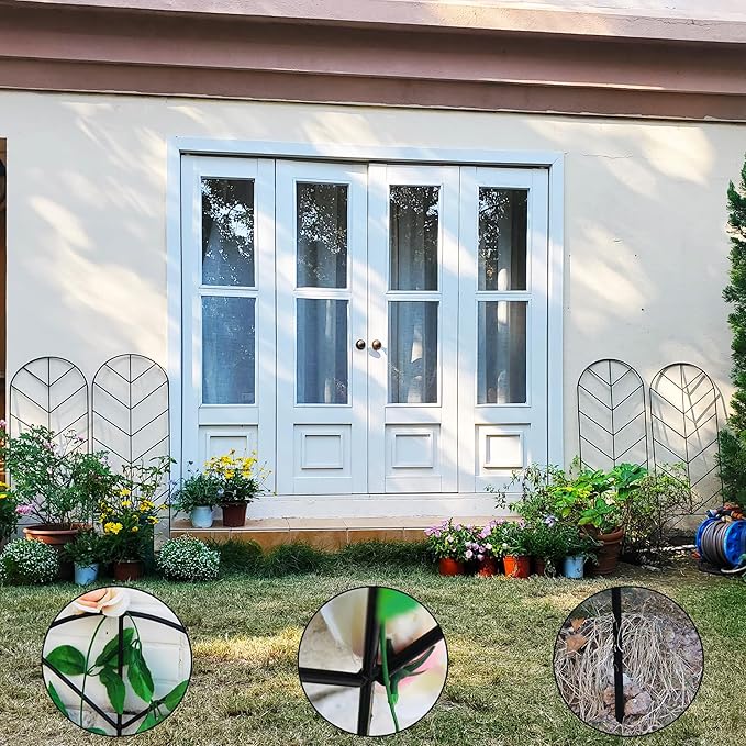 2 Pack Trellis for Climbing Plants Outdoor 45 H x 15.9 W Garden Trellis Plant Trellis for Climbing Rose Vegetable Flower Lawn Backyard Black Metal Trellis