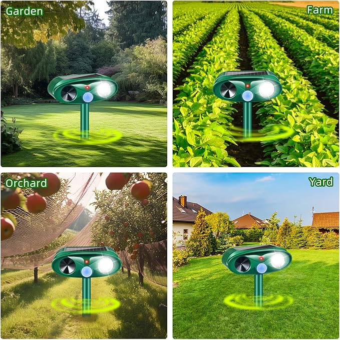 Upgraded Cat Deer Repellent Devices Solar Ultrasonic Animal Repeller Outdoor with Motion Sensor &amp Flashing Light Animal Deterrent Devices for Squirrel Raccoon Dog Rabbit Skunk for Yard Garden 2