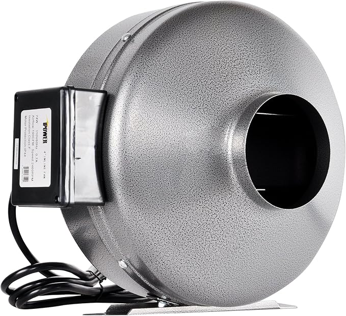 iPower 10 Inch 862 CFM Inline Duct Ventilation Fan HVAC Exhaust Blower for Grow Tent Grounded Power Cord