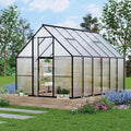 Greenhouse 8x12 FT Aluminum-Framed Heavy Duty Polycarbonate with Quick Setup Structure and Roof Vent Large Enhanced Outdoors Green House Kit