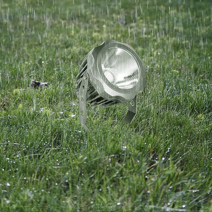 Kiven IP65 Waterproof LED Landscape Up Down Ligh LED Decorative Spotlight Lamp with Plug-in Cord and Timer for Indoor Outdoor Yard Plants Advertising Board LED Lawn Light - Grey (10W Warm White)