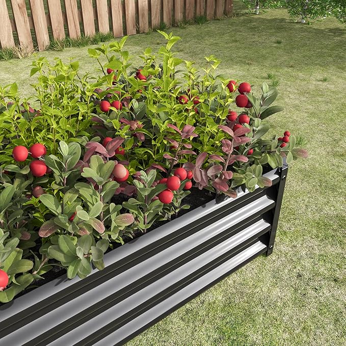 Raised Garden Bed kit 4 * 2 * 1ft Outdoor Raised Beds for Gardening Galvanized Raised Planter Box Suitable for Home Garden Patio Planting Vegetables Flowers and Herb Fruits