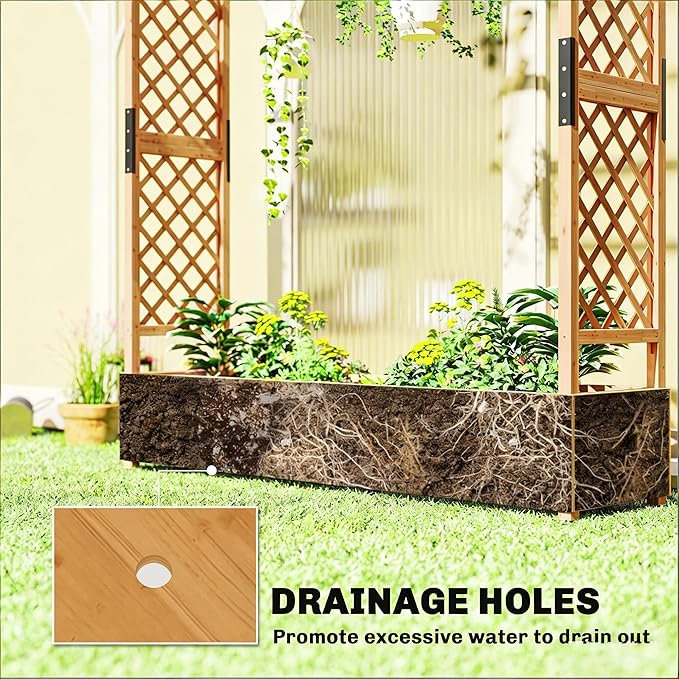 Premium Fir Wood Trellis Planter Built to Last - Engineered with Drainage for Plant Health A Durable Long-Term Raised Bed for Any Garden