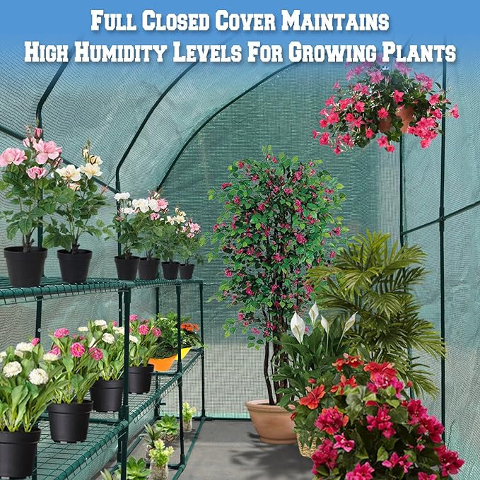 BenefitUSA ZH0124 New Large Walk-in Gardening Sunshade Greenhouse Outdoor Green 10 x 5 x 7'