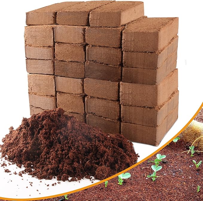 Coco Coir Brick for Plants- 27 Pack Coconut Coir Bricks Premium 100% Organic Peat Moss Mix with Low EC &amp pH Balance Fiber Coconut Husk for Planting Gardening Potting Soil Substrate