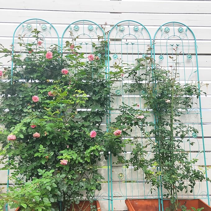4 Pack Metal Garden Trellis 86.7 Tall Cream White Plant Support Rustproof Climbing Trellis for Vegetables &amp Flowers 19.7 Wide Easy Assembly (Green)