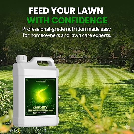 Humboldts Secret Greenify | 12-0-0 Nitrogen &amp 6% Iron Liquid Lawn Fertilizer Concentrate | Chelated Iron Supplement for Healthy Grass Turf and Garden Growth | 2.5 Gallon Refill for Healthy Growt