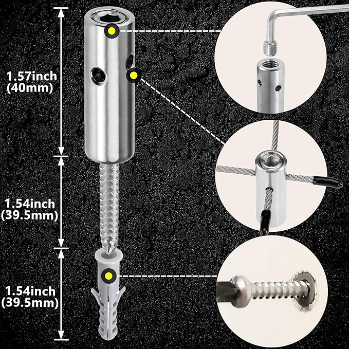 Wire Trellis for Climbing Plants Outdoor 12-Set Wall Wire Trellis Kit with 1/8in x 53ft Stainless Steel Cable T316 Cylindrical Espalier System for Fence and Garden DIY Projects