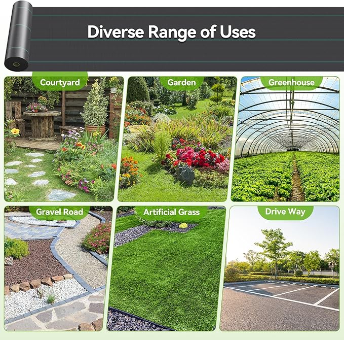 3ftx100ft Weed Barrier Landscape 3.2oz Fabric Heavy Duty Woven Weed Control Cloth Woven Geotextile Fabric for Underlayment Gardening Ground Commercial Driveway Weed Block Cover Mat