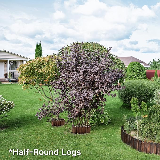 Wood Garden Edging Half Round Natural Wooden Solid Log Fence Border Decorative for Flower Bed Barriers and Landscape Fencing (9.8 H x 47 L 6 Pack)