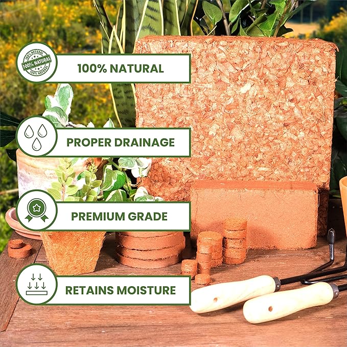Coco Coir Husk Chips 2-Pack – 2.4 Cu. Ft. Compressed Coconut Coir Bricks 10 lb. Natural Substrate for Indoor &amp Outdoor Use Orchid Bark Alternative Orchid Potting Mix Indoor Plant Soil