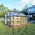 8X10 FT Greenhouses for Outdoors Aluminum Large Polycarbonate Greenhouse Quick Setup Walk in Green House with Roof Vent and Swing Lockable Door for Outside Black (119 W x 96 D x 77 H)