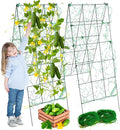 Pack 2 Heavy Metal Garden Trellis for Climbing Plants with Trellis Netting &amp Garden Clips A-Frame Cucumber Trellis for Raised Bed