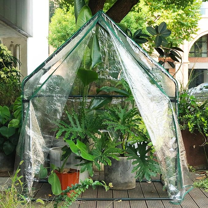 Gardzen Small Walk-in Greenhouse Heavy Duty Portable Green House for Outside with Sturdy Frame &amp Clear Cover Protects Plants from Cold Rain 36.2(L) x53.3(W) x66.1(H)