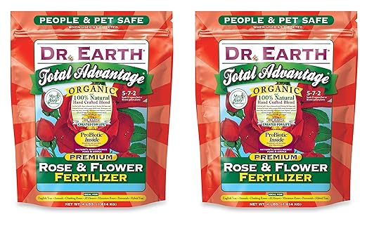 Dr. Earth 702P Organic 3 Rose &amp Flower Fertilizer in Poly Bag 4-Pound (2-Pack)