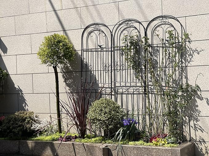 Garden Trellis for Climbing Plants 47.2in×19.7in&amp1PCRustproof Sturdy Black Iron Plant Support for Lawn Garden Backyard Flower(Size:120cm/47.2in)