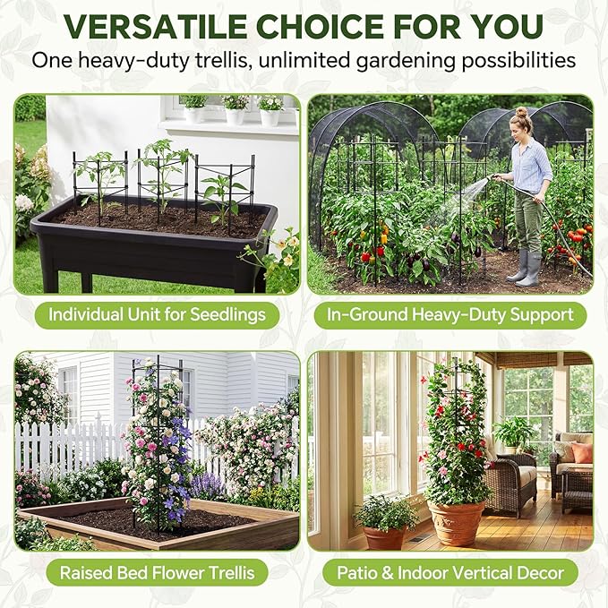 46 Inch Adjustable Metal Tomato Cage for Garden - 3 Pack Panel-Assembled Garden Trellis Flexible Shapes Plant Support Set Rustproof Stackable Trellis for Climbing Plants Outdoor Raised Bed Flowers