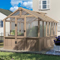 VEIKOU 6' x12' Greenhouses for Outdoors Wooden Greenhouse with Cedar Frame &amp Adjustable Vents  Wood Green House with 6MM Thick Polycarbonate Panel for Garden Backyard Light Brown Mocha