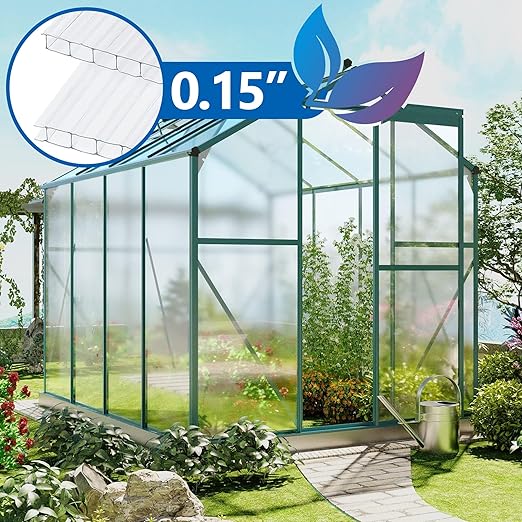 20 Pcs 2' x 4' x 0.15'' Polycarbonate Greenhouse Panels Twin-Wall Roof Panels Waterproof UV Protected Corrugated Plastic for Greenhouse Plant Stand Roof (20)