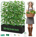U-Shape Cucumber Trellis with Grow Bag 64 Tall Metal Garden Trellis for Climbing Plants Outdoor Reusable Cucumber Trellis for Raised Bed with Garden Netting for Tomatoes Peas Plant Vines Support