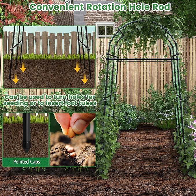 Garden Arch Trellis 71 x 45 x 90 Tall Metal Plant Support w/Net Rustproof PE-Coated Frame Garden Trellis for Climbing Plants Vegetable Flower Vine Perfect for Outdoor Yard Lawn