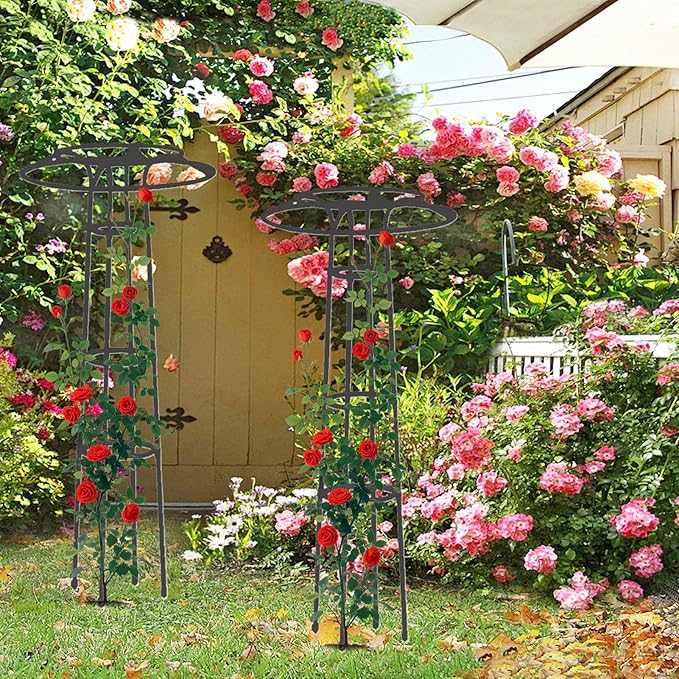 Garden Trellis - Iron Material Adjustable Frame Indoor Outdoor Support | Weatherproof Climbing Structure with Stability for Balcony Flowers Yard Vegetables Greenhouse Vines Garden Trellis Use
