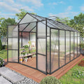 Greenhouse for Outdoors 8x12x7.8FT Polycarbonate Greenhouse with Stronger Wind Protection and Roof Vent Walk-in Large Aluminum Sunroom Winter Proof Black