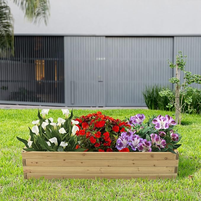 LuxenH me Wood 46 Raised Garden Bed Fir Wood Planting Bed Solid Wood for Vegetable Flower Herbfor Outdoor Lawn Yard Patio Use