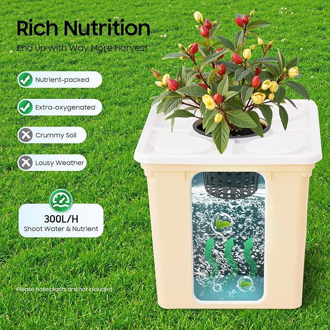 5 Buckets Drip Growing System Indoor Outdoor Hydroponic Plant Buckets Kit Top Feed Drip Hydroponics Growing System Recirculating Deep Water Culture Hydroponic Bucket System