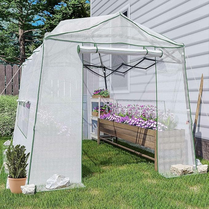 11 x 8.5 x 7.5 FT Walk-in Greenhouse Portable Pop-up Greenhouse for Indoor Outdoor Plant Garden Green House with Zippered Doors Screen Windows Heavy Duty Frame and Durable PE Cover