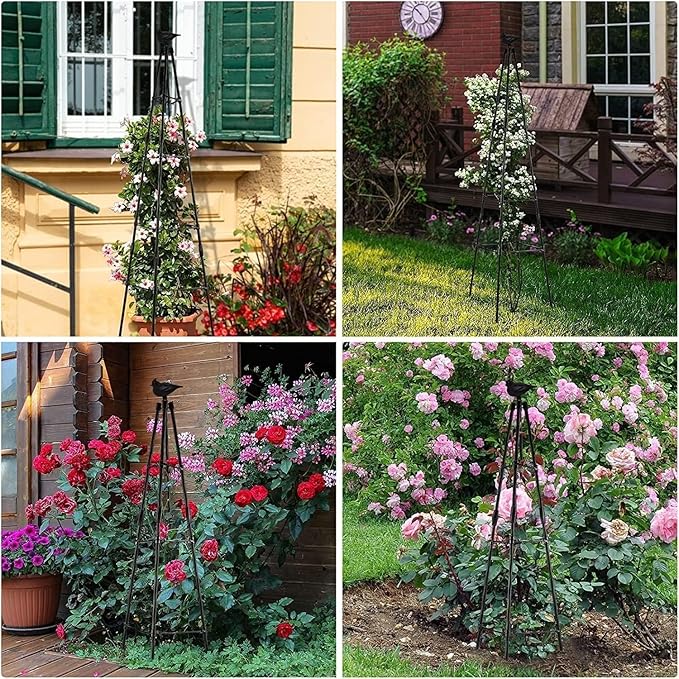 160cm Rustproof Garden Trellis for Climbing Plants Metal Obelisk Potted Plants Tomato Cages for Sweet Pea Frame Rose Trellis Vegetables Fruits
