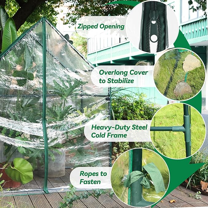 Gardzen Small Walk-in Greenhouse Heavy Duty Portable Green House for Outside with Sturdy Frame &amp Clear Cover Protects Plants from Cold Rain 36.2(L) x53.3(W) x66.1(H)