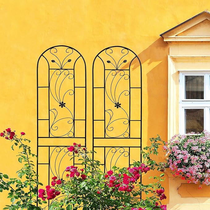 2 Pack Metal Garden Trellis 86.7x 19.7 Peacock Style Rustproof Plant Support for Climbing Plants Outdoor Heavy Duty Powder Coated Trellis for Vine Rose Clematis Cucumber Vegetable Flower (2)