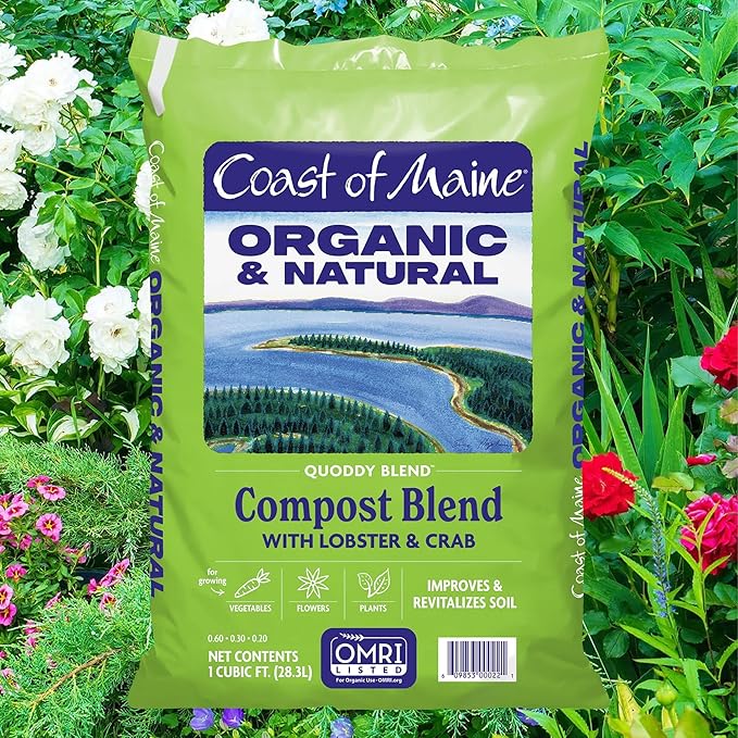 Coast of Maine Quoddy Blend 1 cu ft (Pack of 6) Organic and Natural Compost Blend with Lobster and Crab - Improves and Revitalizes Soil
