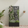 Casaphoria Metal Raised Garden Bed with Trellis 59x30x12 Planter Box for Climbing Plants Vegetables &amp Vines Features Drainage Holes and Privacy Screen (Black-Helen)