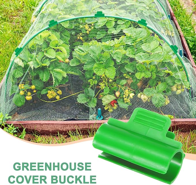 40-Pack Greenhouse Clamps for 1 Inch PVC Pipe Greenhouse Film Clamps Shading Net Rod Clip for Garden Net/Row Cover/Greenhouse Plastic [Grass Green]