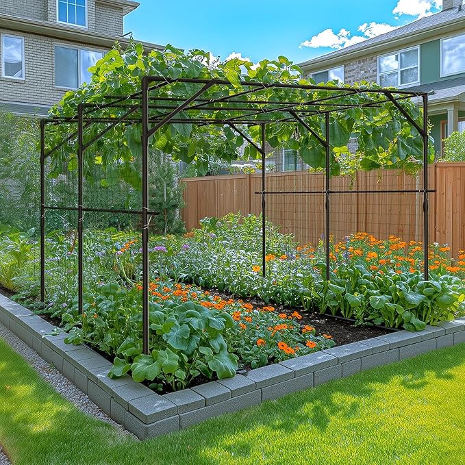 DoCred Tall Garden Arch Trellis for Climbing Plants 79 Inch Tall Metal Plant Support Trellis Archway for Climbing Vine Vegetable/Fruit/Flower Outdoor Yard Lawn Garden Arch Tunnel Trellis