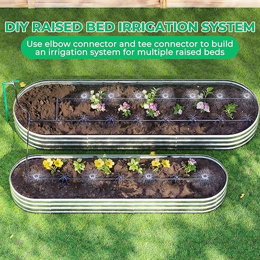 HIRALIY Raised Bed Drip Irrigation Kit Small DIY Garden Grid Watering System Garden Irrigation System for Raised Beds up to 2 x 8FT