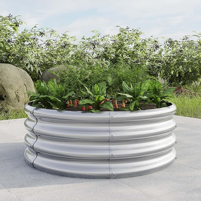 32.08x 11.4 Galvanized Raised Garden Bed Tall Metal Garden Bed for Vegetables Ground Raised Beds for Gardening Backyard Patio Or Lawn Durable Above (Silver 32.08x11.4)