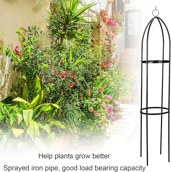 Garden Trellis for Climbing Plants Tower Obelisk Garden TrellisEuropean Iron Flower StandTall Plant Support Vine Supports Plant TowerOutdoor Flower Garden Support Rack (Medium