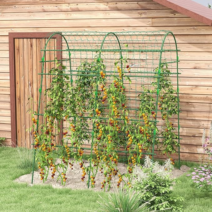 Vertical Growing Arch for Small Spaces 6.8’ High A-Frame Trellis with Coated Steel Frame Maximizes Garden Yield for Cucumbers Peas and Pole Beans