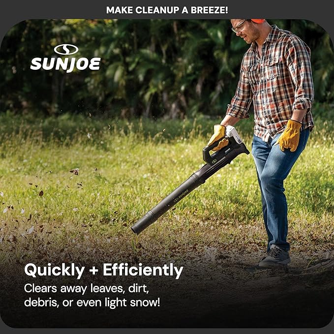 Sun Joe 24V-TB-LTE 24V Cordless IONMAX Compact Turbine Jet Blower 100 MPH Air Speed Battery and Charger Included