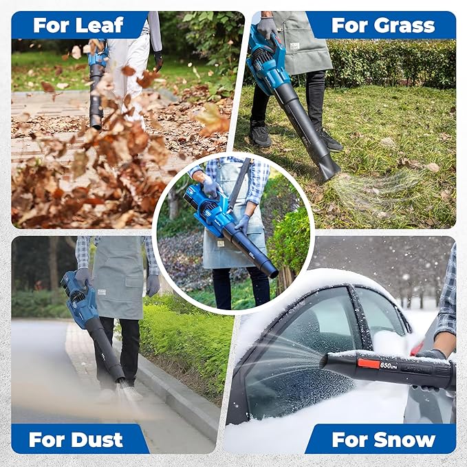 Dong Cheng Brushless Cordless Leaf Blower 40V Battery Powered Blower with 2 * 4.0Ah Batteries &amp Charger 650 CFM High-Efficiency Blower for Sidewalks Driveways Town Care Blowing Leaves and Sno