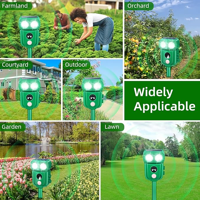2026 Upgraded Solar Ultrasonic Animal Repellent Outdoor Raccoon Fortress Pro with Motion Sensor &amp LED Flashing Light Waterproof Cat Repellent Outdoor Deer Deterrent for Yard Garden Orchard 2 Pa