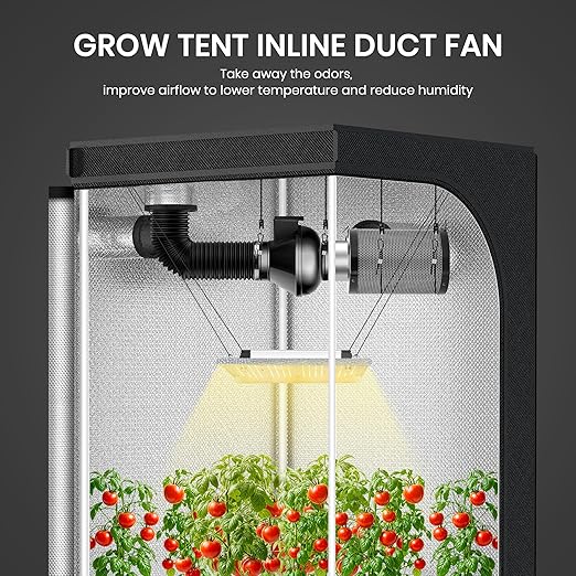 InfiniPower 4 Inch 195 CFM Inline Ventilation Variable Fan Speed Controller Air Circulation Vent Blower for Grow Tent Greenhouse Kitchen Basement Black