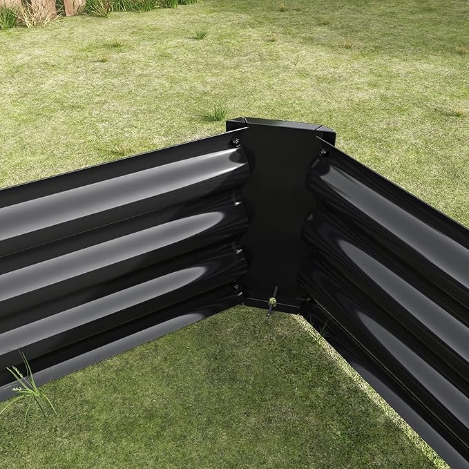 Donext Metal Raised Garden Bed Rectangle Raised Planter 4×2×1ft for Flowers Plants Vegetables Herb Veezyo Black