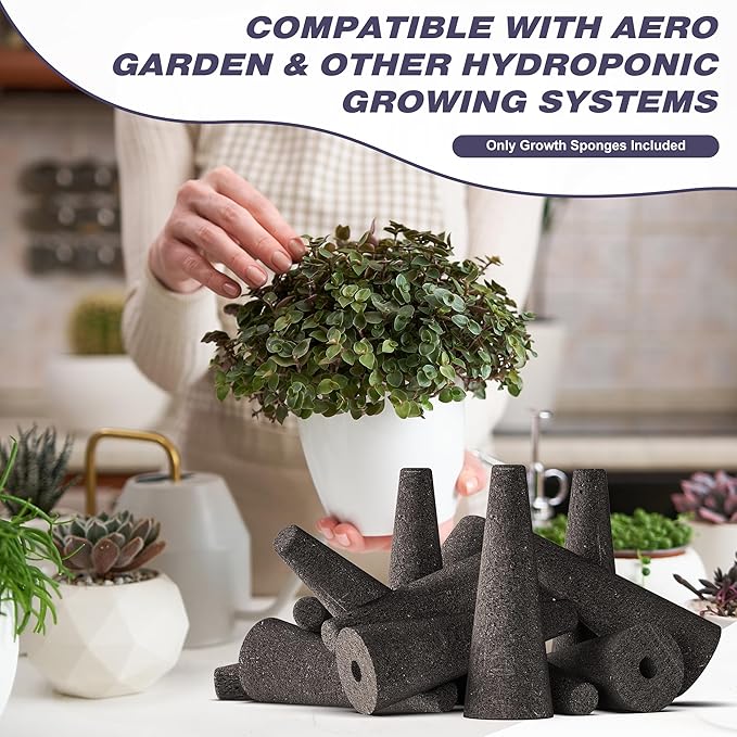 100 Pack Hydroponics Grow Sponges - Replacement Root Growth Sponge Seed Pods for Hydroponic Garden Indoor Growing System Seed Starter Sponges Pod Kit with 100 Labels and 1 Tweezers
