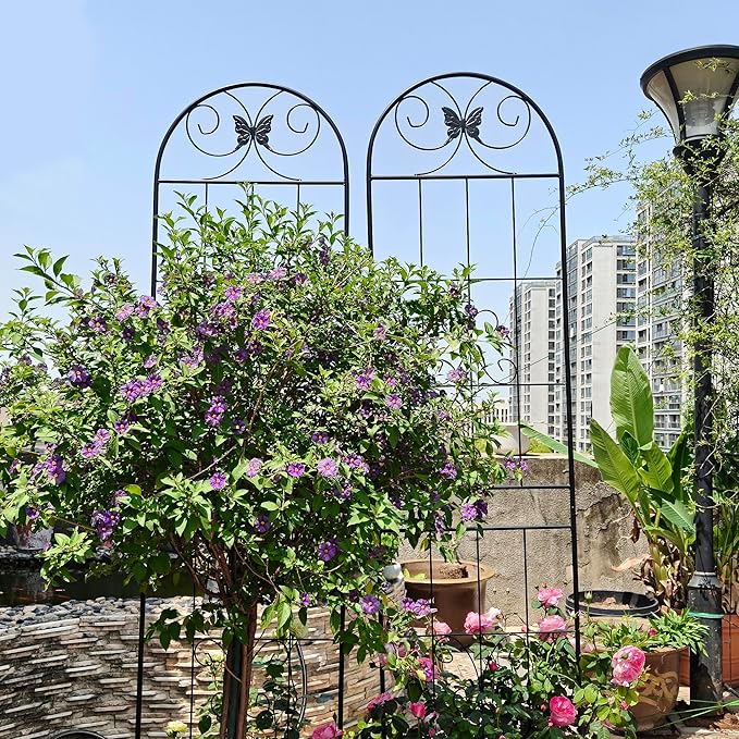 2 Pack Metal GTr86.7 x 19.7 Rustproof for Climbing Plants Outdoor Flower Support Black MO545