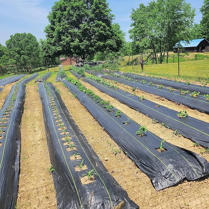 KANAGAWA 6oz Heavy Duty 5ft x 100ft Weed Barrier Fabric - Professional Woven Landscape Ground Cover with 30 Landscape Staples Superior 6oz Density for Driveway Garden &amp Yard Greenhouse Gardening