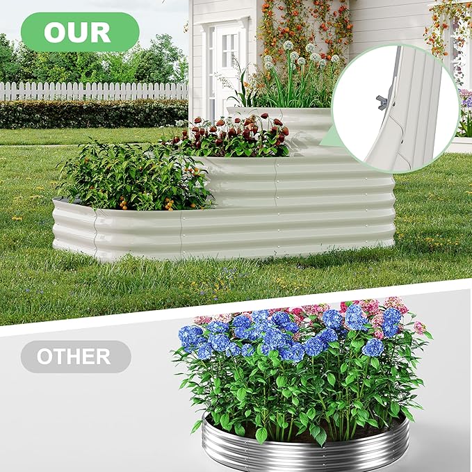 GarveeHome Galvanized Steel Raised Garden Bed - 30.7 in Deep Open-Base DesignAssembly &amp Expandable Planter Box for Vegetables/Flowers Family-Friendly Gardening Kit (5x3.5x2.5 ft)White